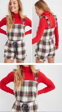 NWT Aerie Holiday Plaid Sleep Romper – Women’s Size Large